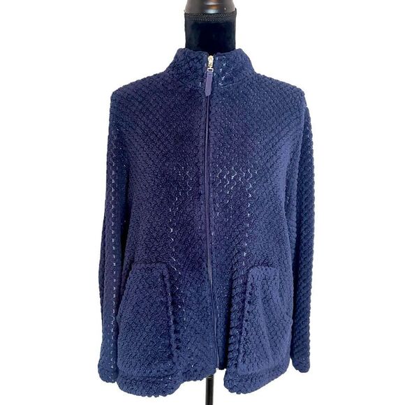 CUDDL DUDS NAVY SOFT COZY ZIP UP JACKET WOMENS SIZE LARGE *Super cozy! - Picture 1 of 9